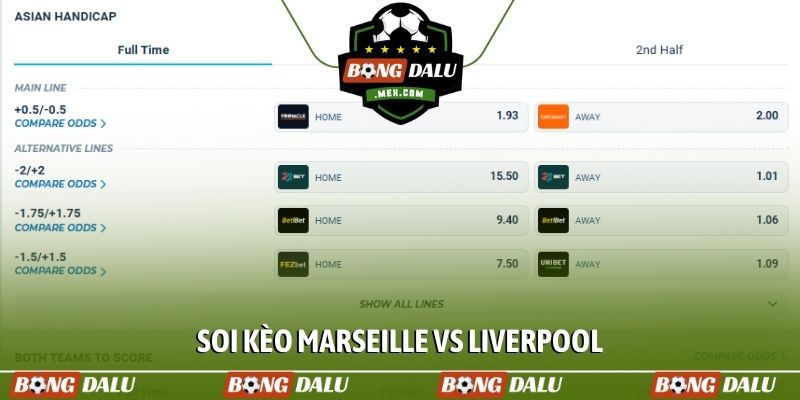 Soi kèo Marseille vs Liverpool 3h00, 22/1
